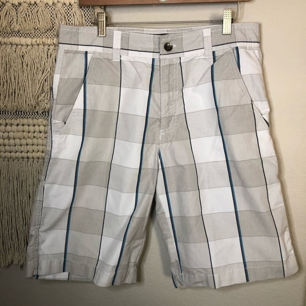Retrofit White Gray Plaid Shorts 33